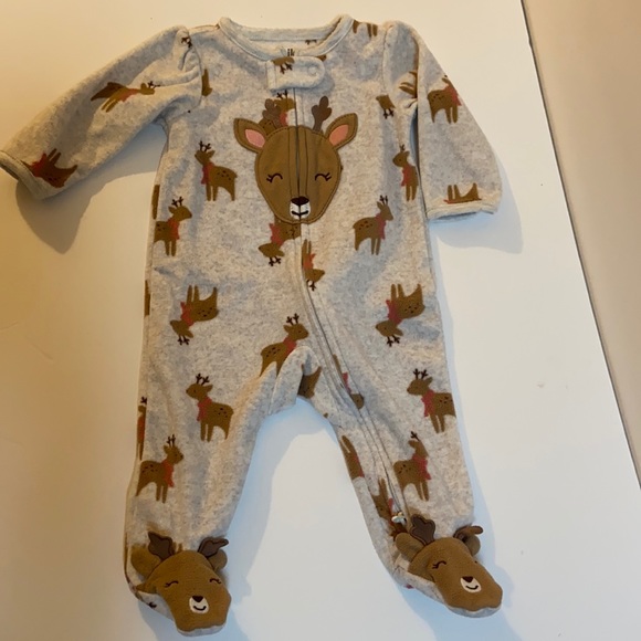 Carter's Other - Carters gray and pink reindeer sleeper size 0 to 3 months